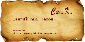 Cserényi Kabos névjegykártya